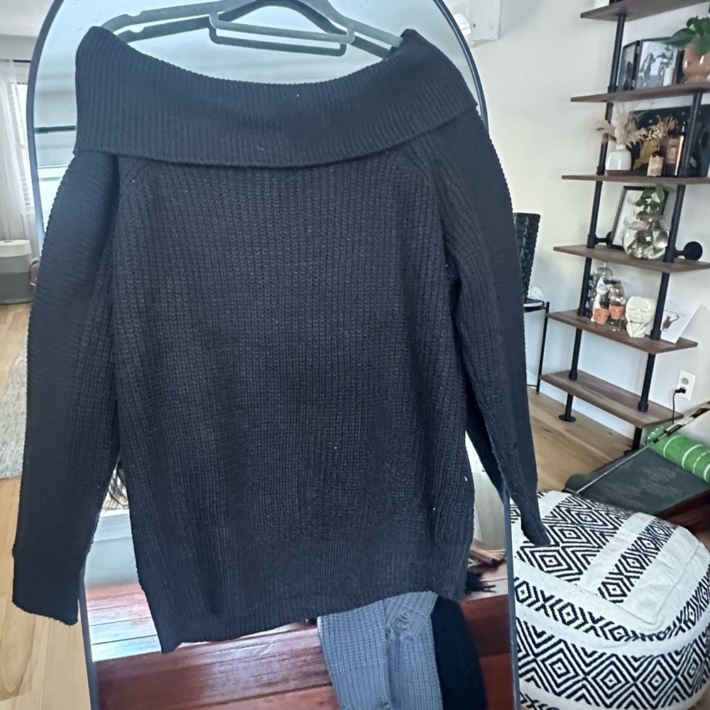 Hayden Charcoal Off-Shoulder Sweater
